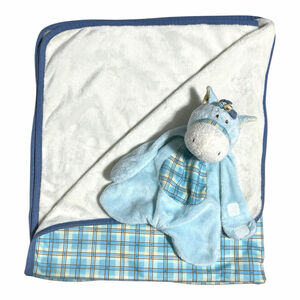 Lot Baby Ganz Wee Western Blanket & Horse Pacifier Holder Cozy Lovey Blue READ